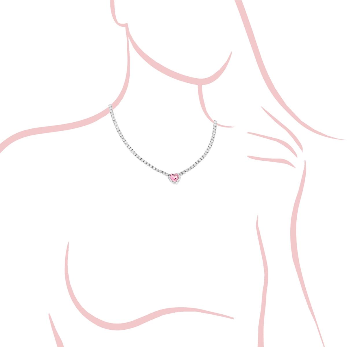 Collana argento Tennis cuore rosa donna-2b Gioielli