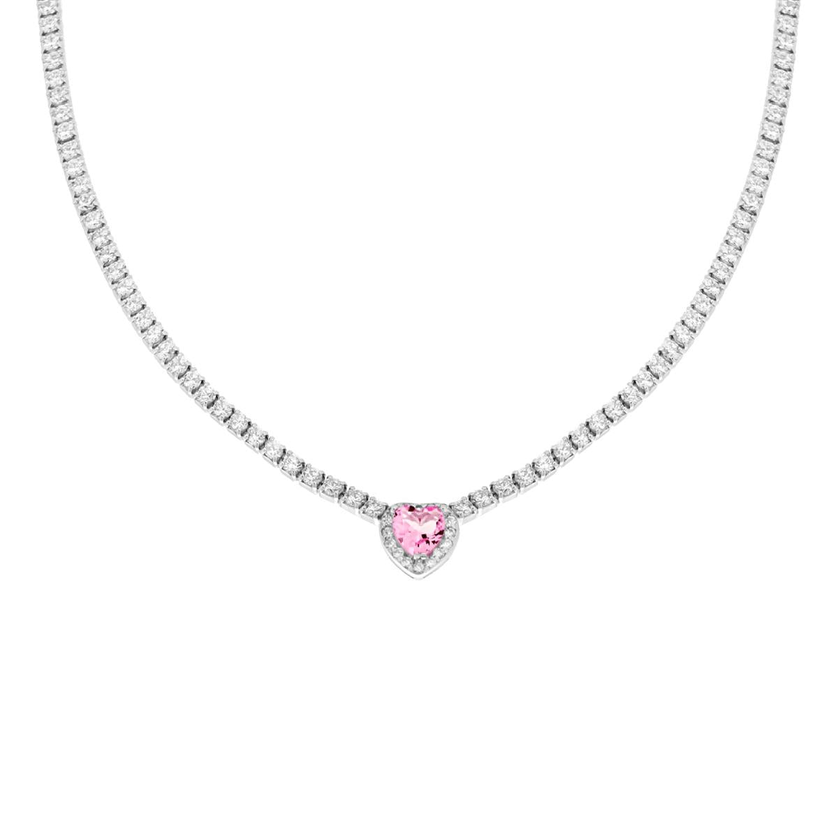 Collana argento Tennis cuore rosa donna-2b Gioielli