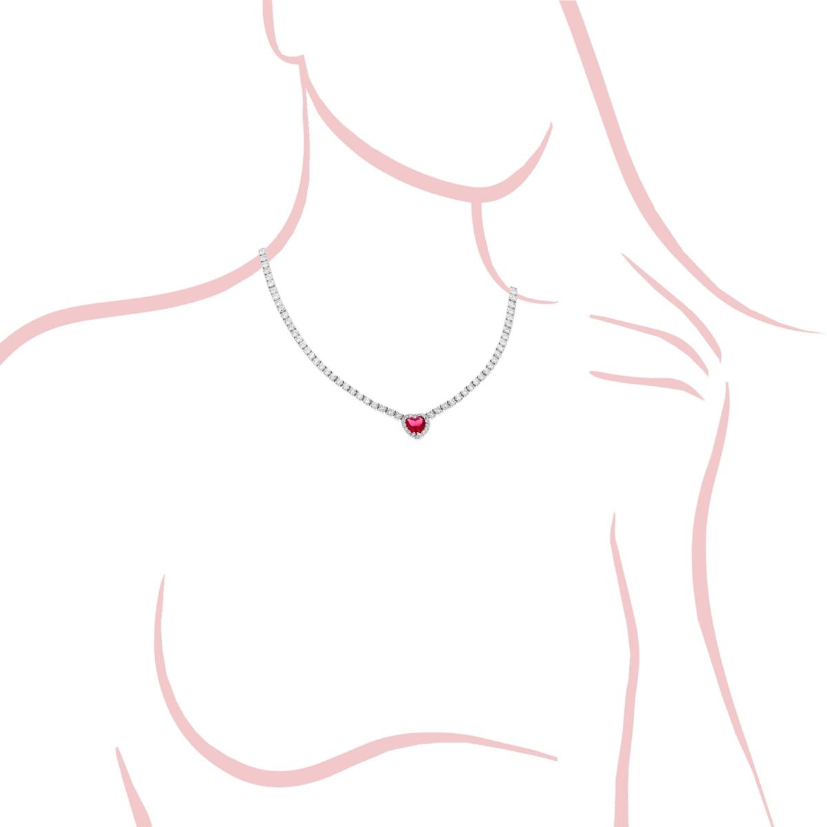 Collana argento Tennis cuore rosso donna-2b Gioielli
