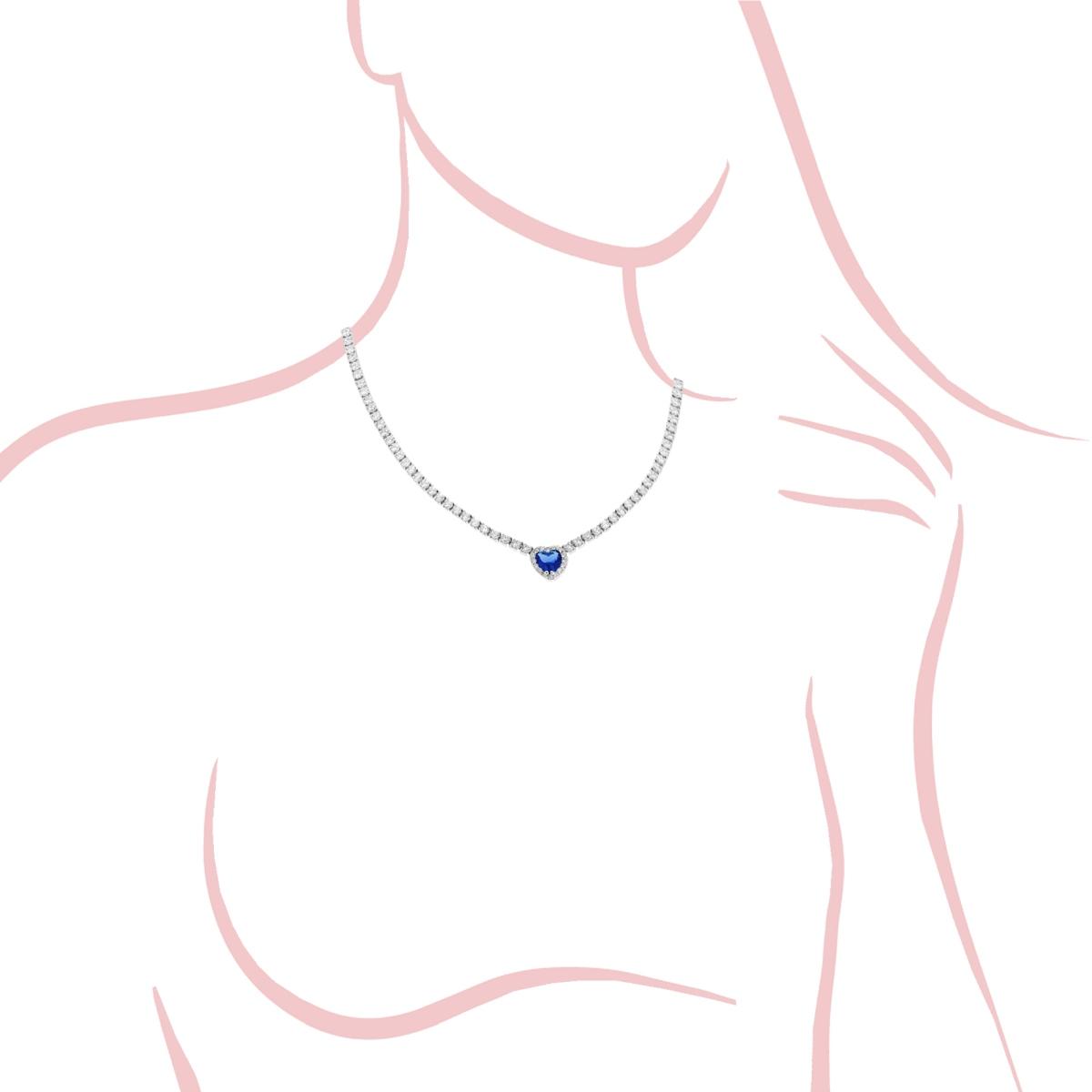 Collana argento Tennis cuore blu donna-2b Gioielli
