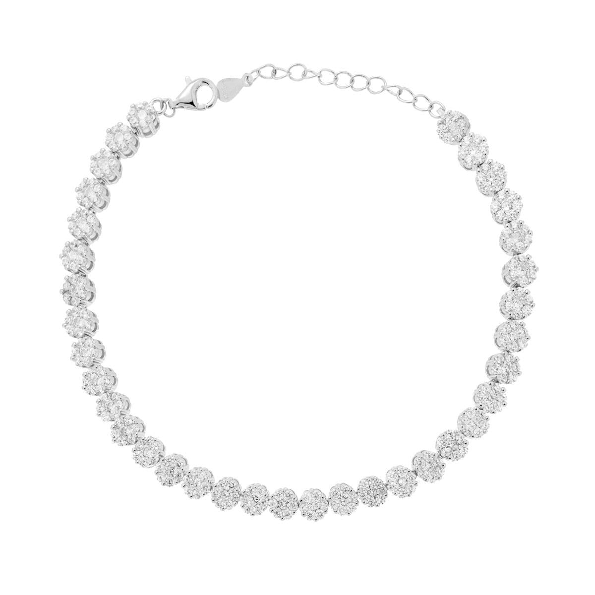 Bracciale tennis argento con zirconi fiore donna-2b Gioielli