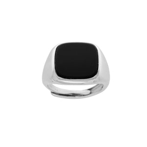 Anello argento chevalier quadrato onice donna-2b Gioielli