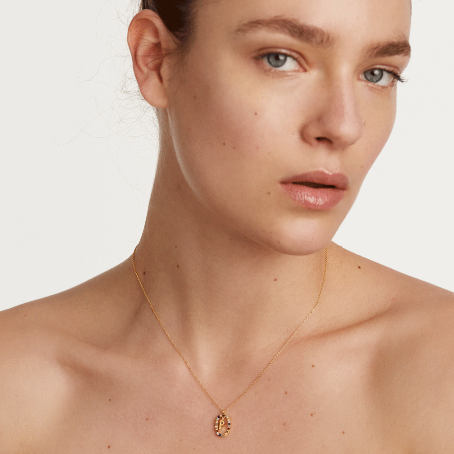 Collana PdPaola CO01-275-U Lettera P in argento 925 placcato oro 18 Kt-2b Gioielli