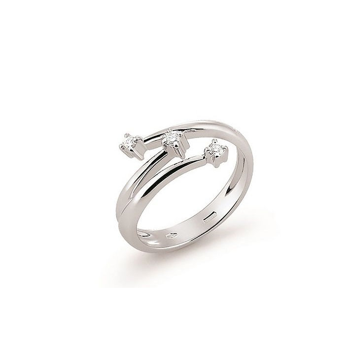 Anello Trilogy oro bianco 18kt Diamanti 0,09 Ct-2b Gioielli