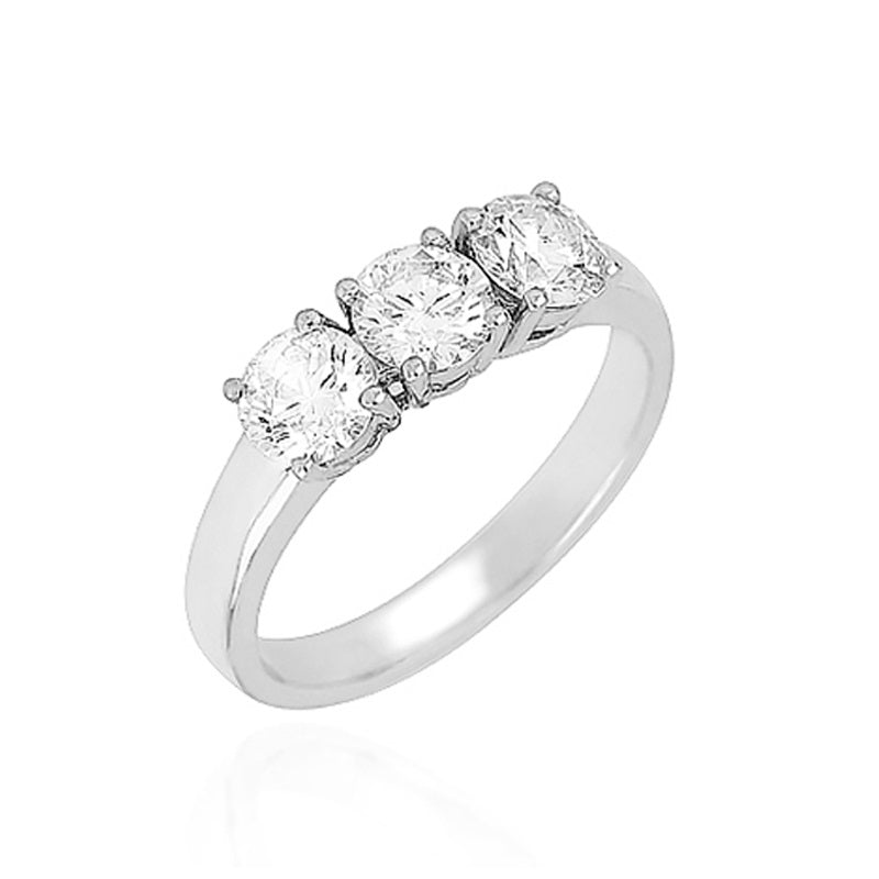 Anello trilogy oro bianco 18kt Diamanti 0,60 Ct-2b Gioielli