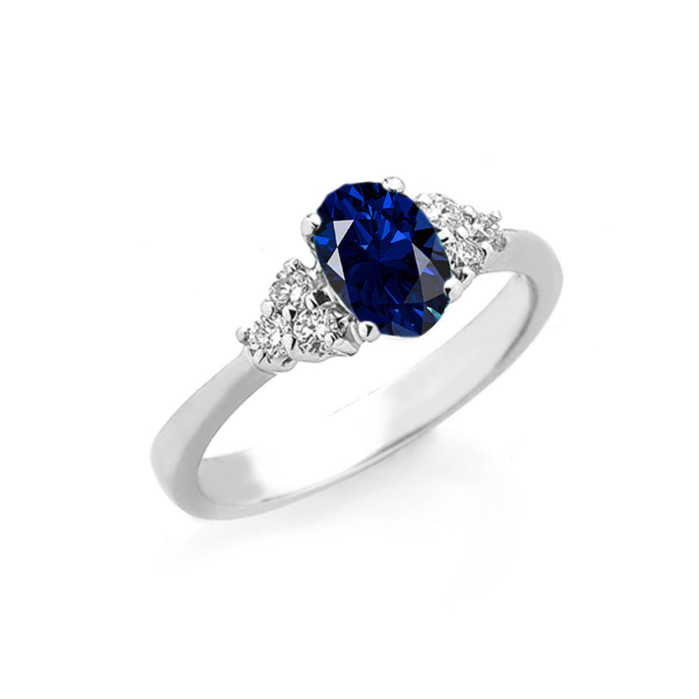 Anello oro bianco 18kt Diamanti 0,18 Ct Zaffiro 0,82 Ct-2b Gioielli