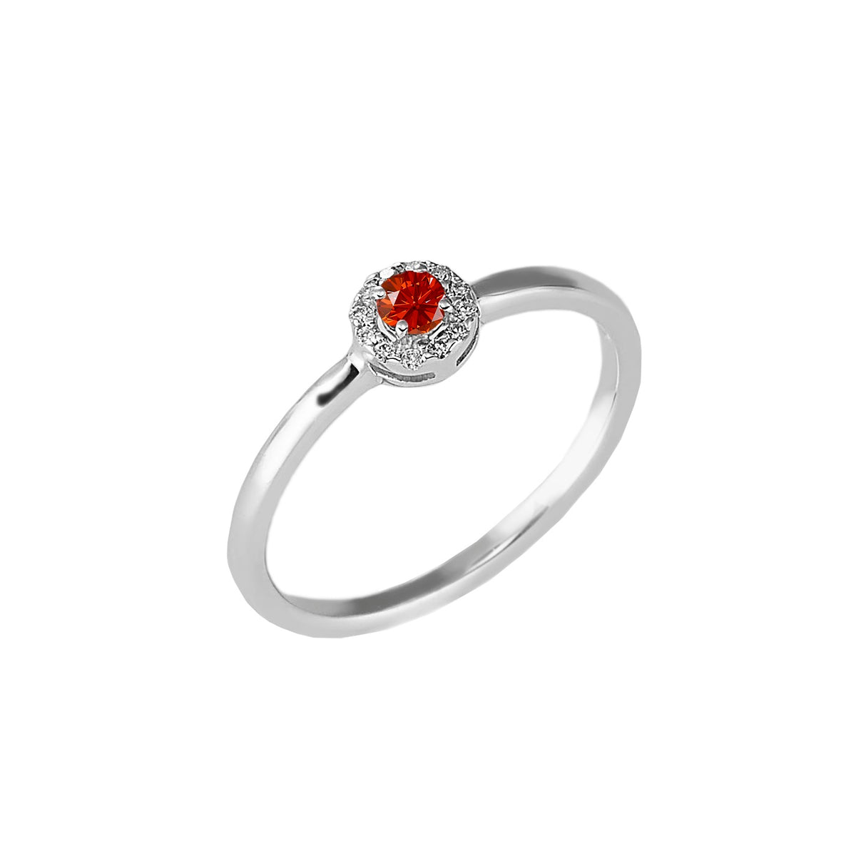 Anello oro bianco 18kt Diamanti 0,05 Ct Rubino 0,09 Ct-2b Gioielli