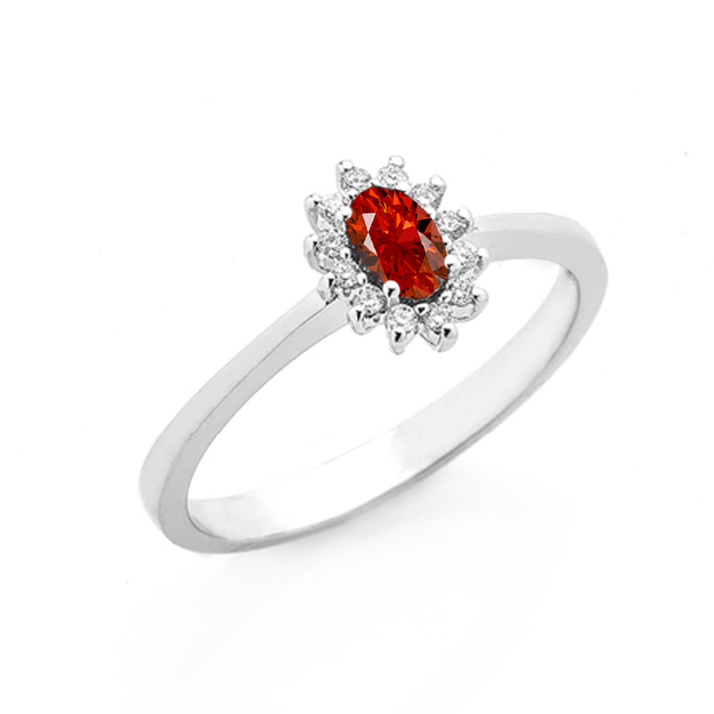 Anello oro bianco 18kt Diamanti 0,08 Ct Rubino 0,27 Ct-2b Gioielli
