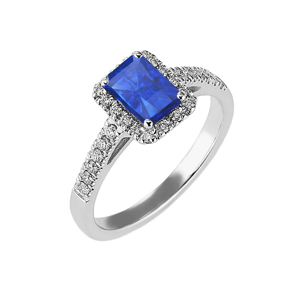 Anello oro bianco 18kt Diamanti 0,21 Ct Zaffiro 0,85 Ct-2b Gioielli