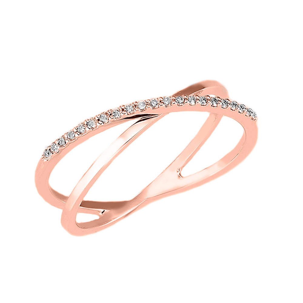 Anello oro Rosa 18kt Diamanti 0,10 Ct-2b Gioielli