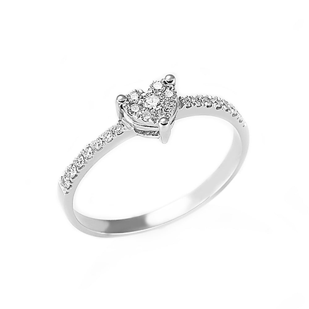 Anello oro bianco 18kt Diamanti 0,19 Ct-2b Gioielli