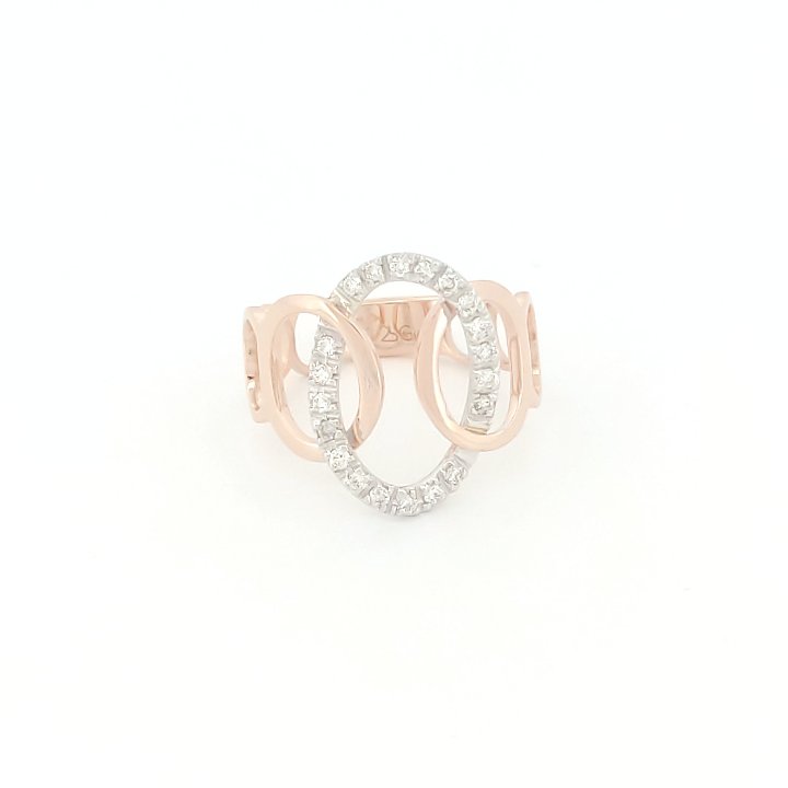 Anello oro Rosa 18kt Diamanti 0,20 Ct-2b Gioielli