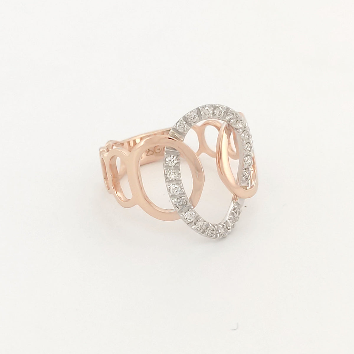 Anello oro Rosa 18kt Diamanti 0,20 Ct-2b Gioielli