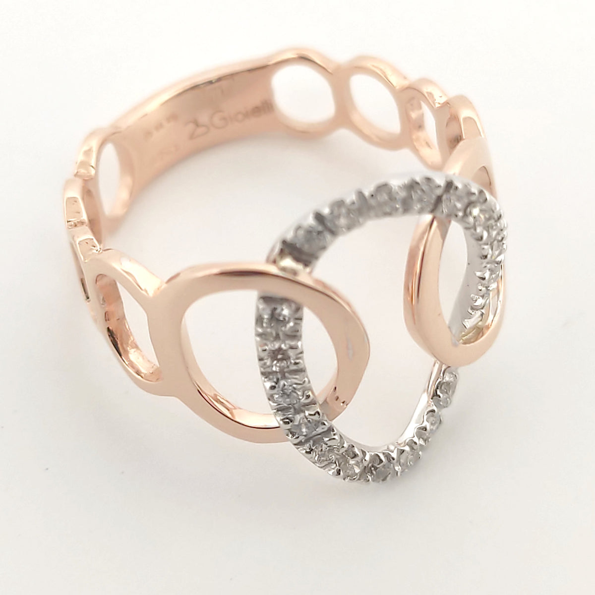 Anello oro Rosa 18kt Diamanti 0,20 Ct-2b Gioielli