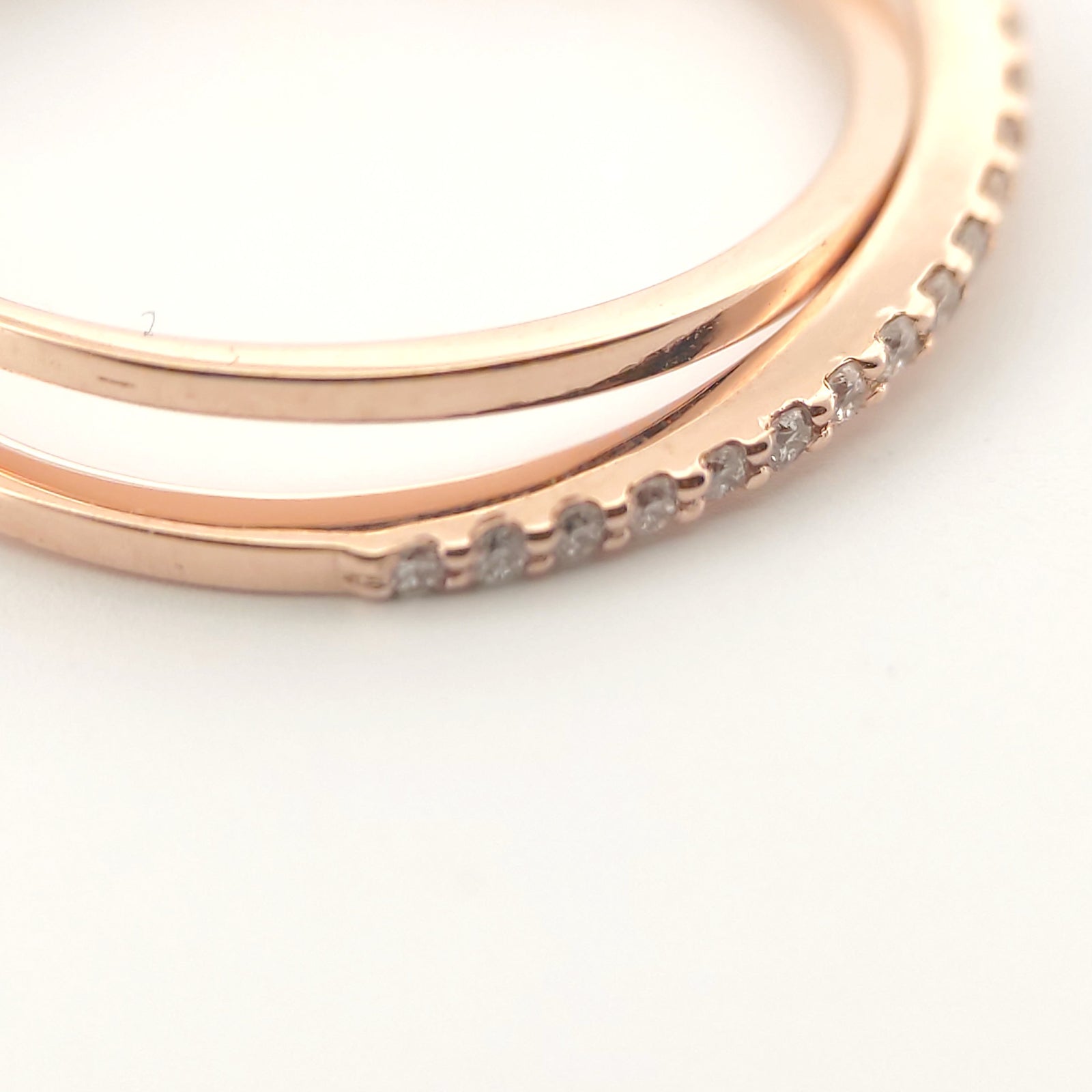 Anello oro Rosa 18kt Diamanti 0,10 Ct-2b Gioielli