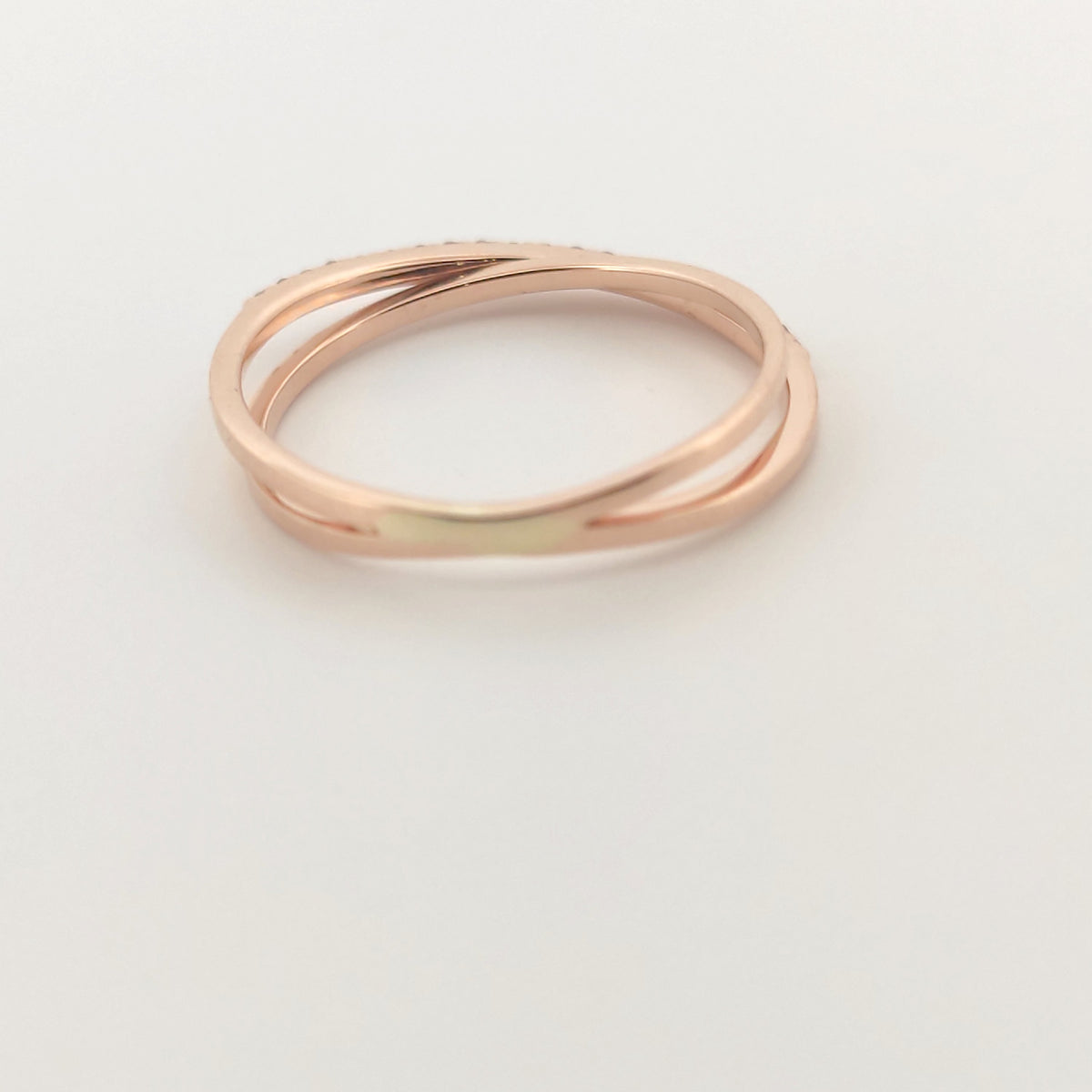 Anello oro Rosa 18kt Diamanti 0,10 Ct-2b Gioielli