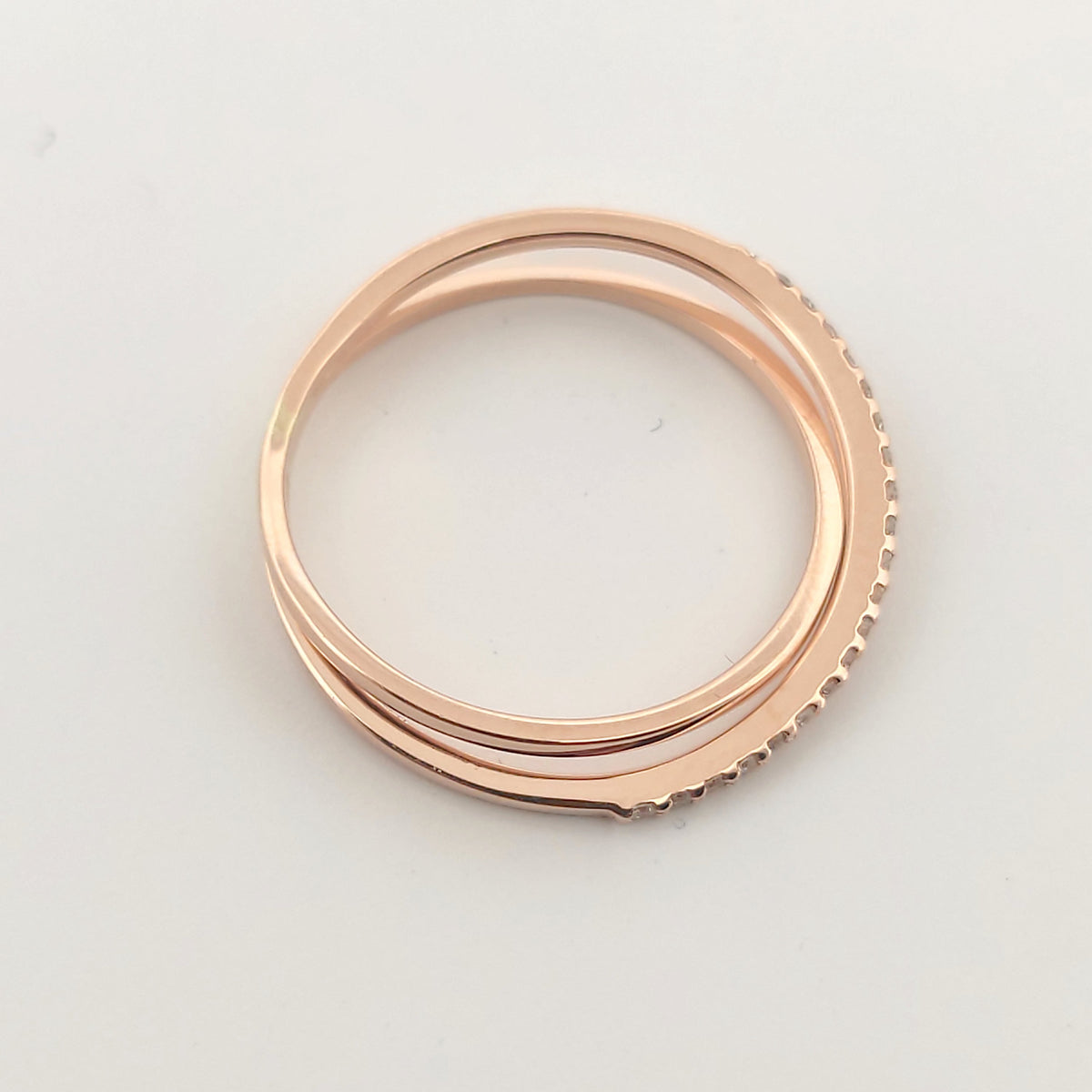 Anello oro Rosa 18kt Diamanti 0,10 Ct-2b Gioielli