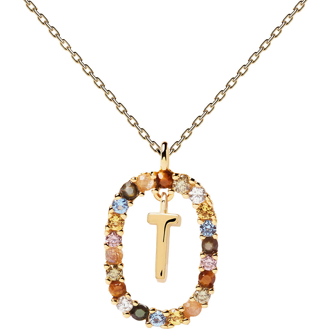 Collana PdPaola CO01-279-U Lettera T in argento 925 placcato oro 18 Kt-2b Gioielli