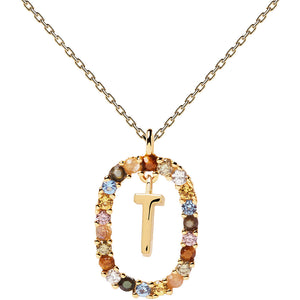 Collana PdPaola CO01-279-U Lettera T in argento 925 placcato oro 18 Kt-2b Gioielli