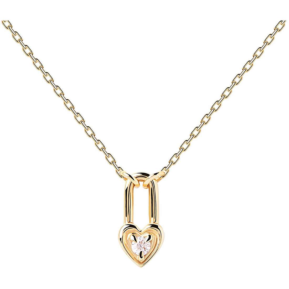 Collana PdPaola CO01-510-U Essentials Lucchetto Cuore argento donna-2b Gioielli