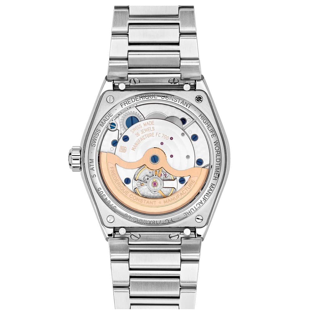 Orologio Frederique Constant Highlife Worldtimer Manufacture FC-718N4NH6B doppio cinturino uomo 41 mm-2b Gioielli
