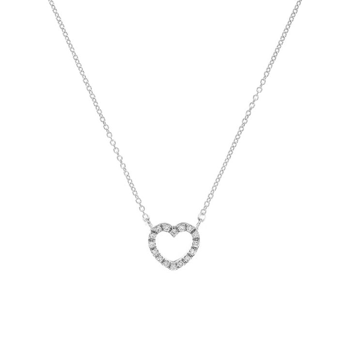 Girocollo oro bianco 18kt Diamanti 0,08 Ct con cuore-2b Gioielli