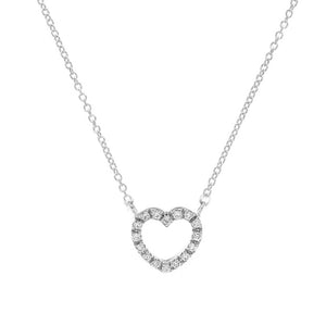 Girocollo oro bianco 18kt Diamanti 0,08 Ct con cuore-2b Gioielli
