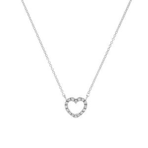 Girocollo oro bianco 18kt Diamanti 0,08 Ct con cuore-2b Gioielli