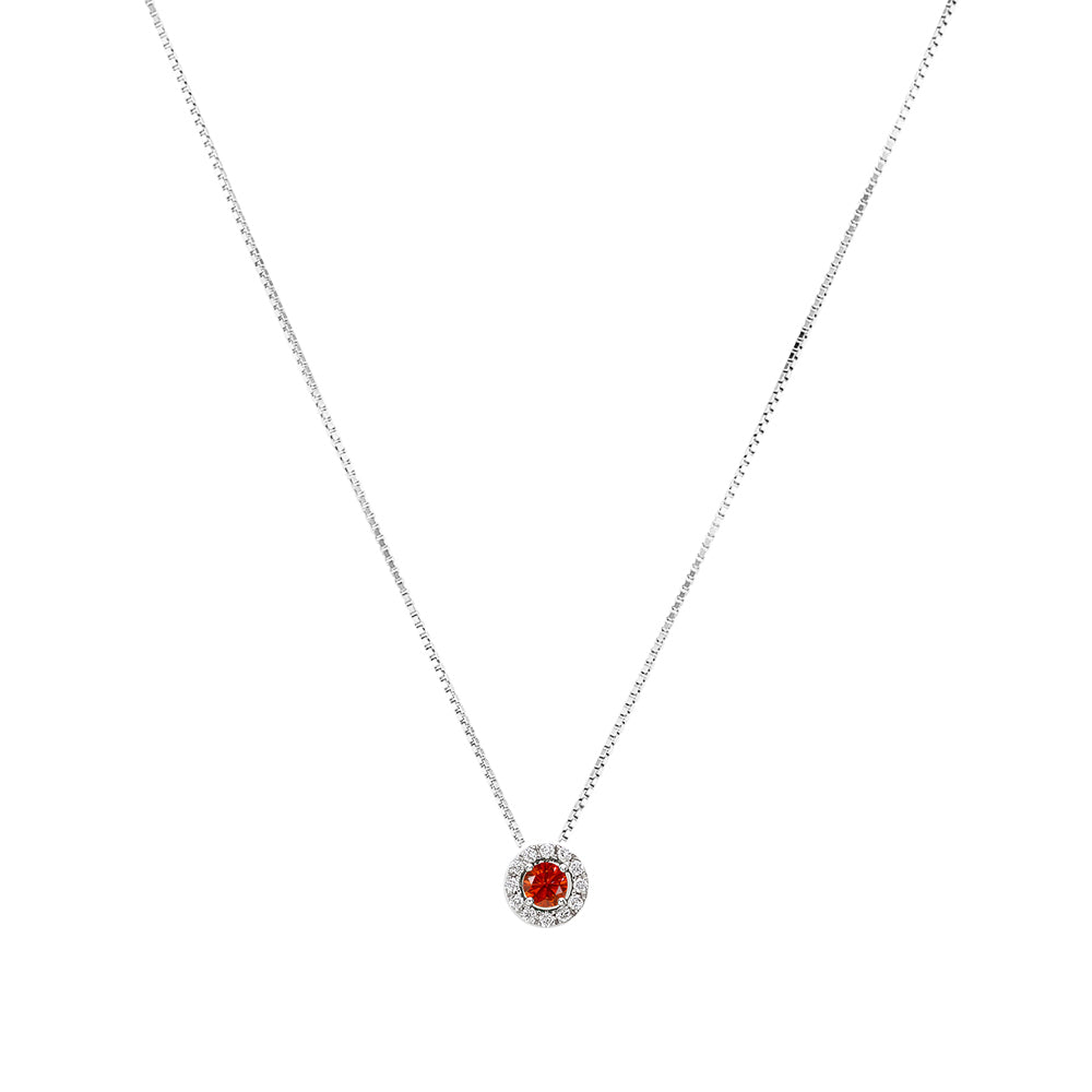 Girocollo oro bianco 18kt Diamanti 0,054 Ct Rubino 0,09 Ct-2b Gioielli