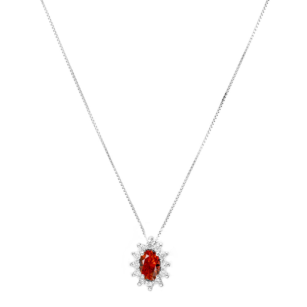 Girocollo oro bianco 18kt Diamanti 0,08 Ct Rubino 0,30 Ct-2b Gioielli