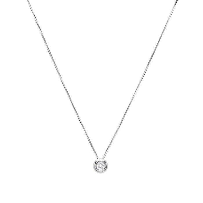 Girocollo oro bianco 18Kt Diamante 0,06 Ct-2b Gioielli