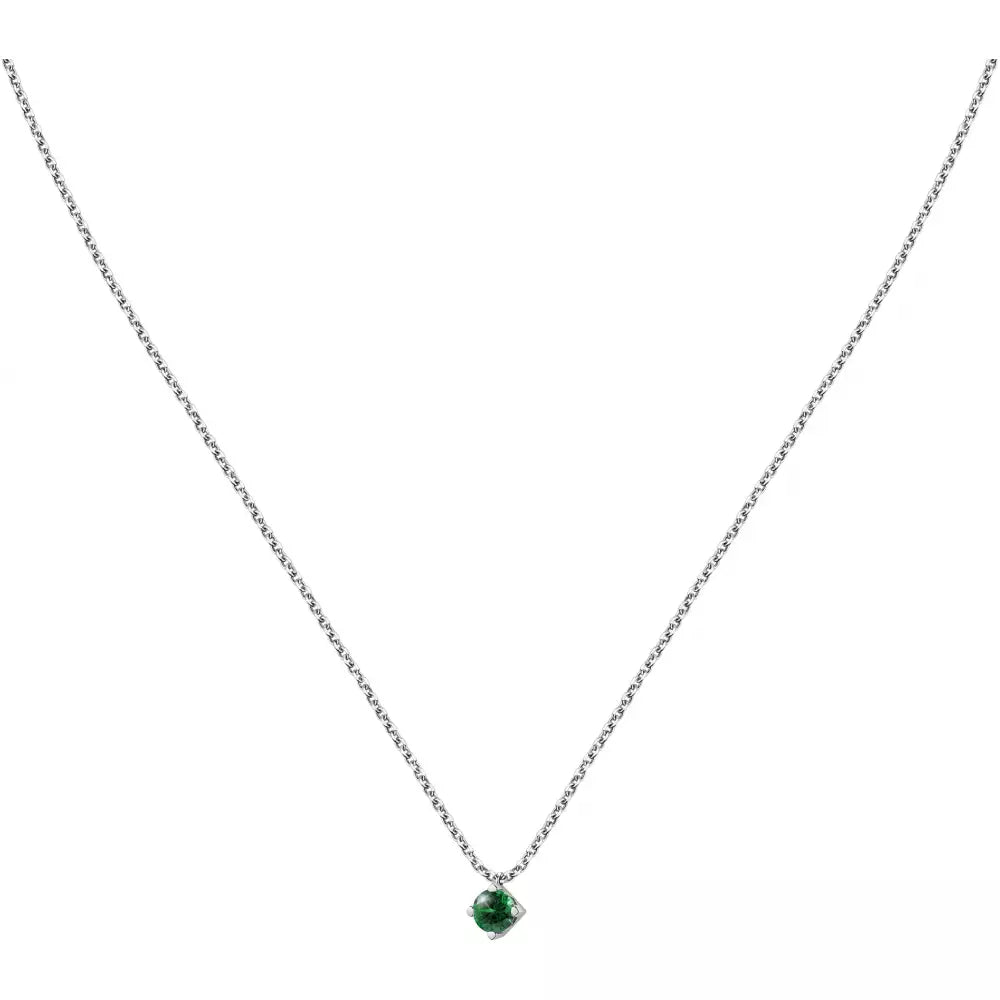 Collana Live Diamond oro bianco 18Kt con smeraldo Ct 0,70-2b Gioielli