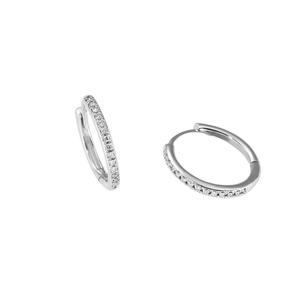 Orecchini oro bianco 18kt Diamanti 0,16 Ct a cerchio-2b Gioielli