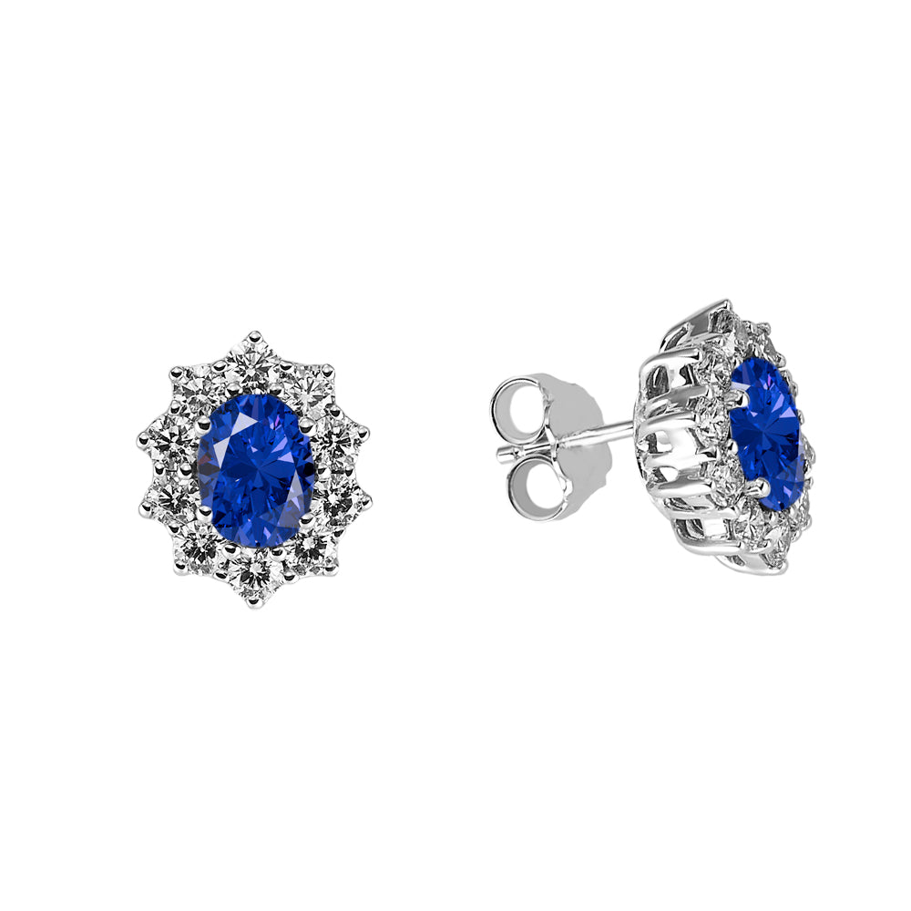 Orecchini oro bianco 18kt Diamanti 1,80 Ct Zaffiri 3,02 Ct-2b Gioielli