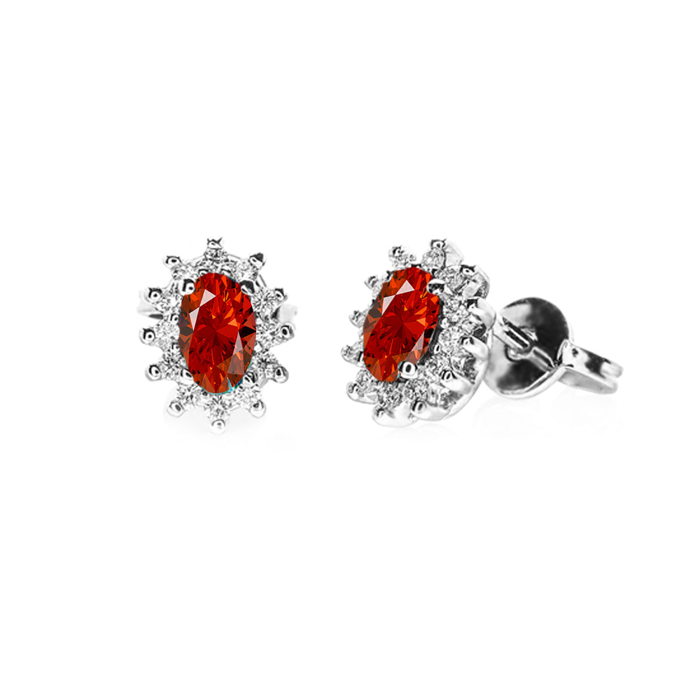 Orecchini oro bianco 18kt Diamanti 0,16 Ct Rubini 0,42 Ct-2b Gioielli