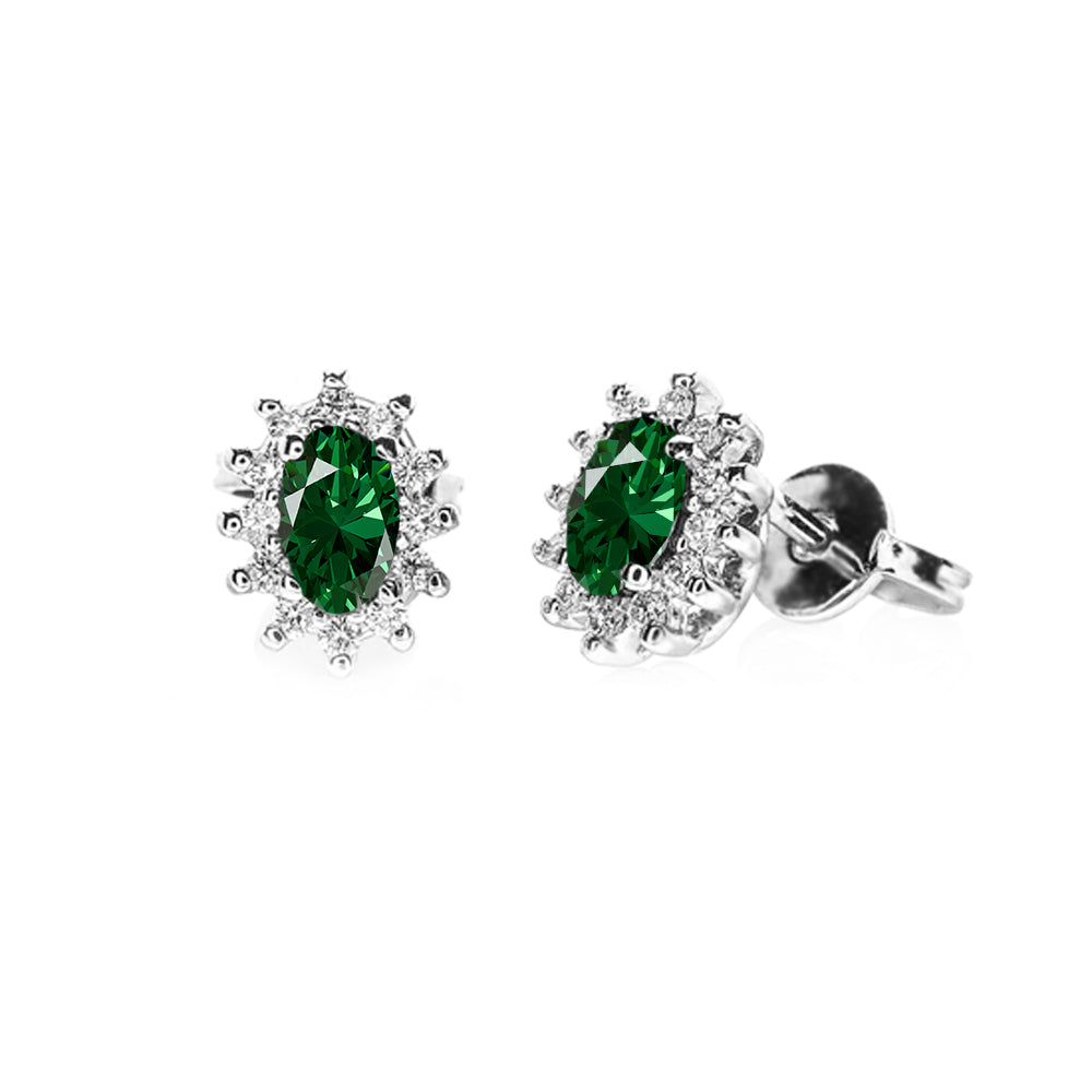 Orecchini oro bianco 18kt Diamanti 0,16 Ct Smeraldi 0,44 Ct-2b Gioielli