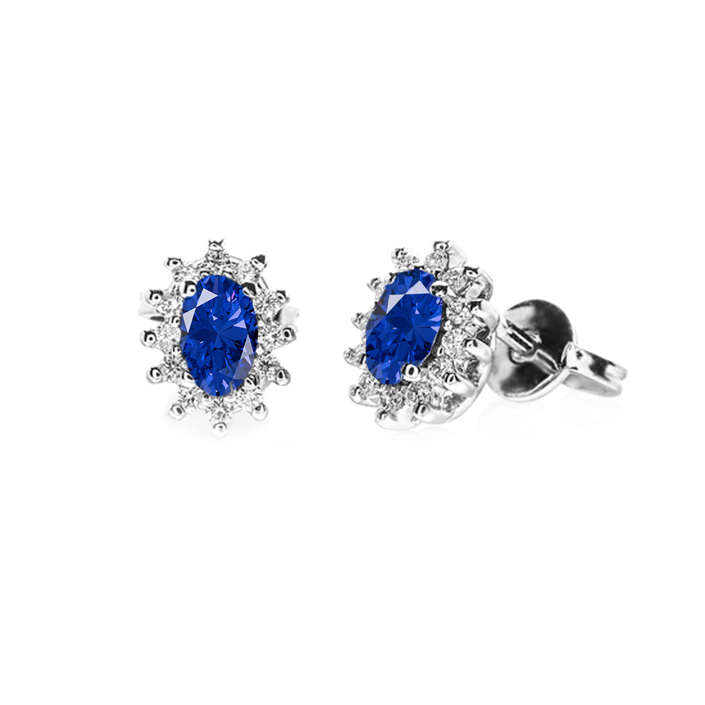 Orecchini oro bianco 18kt Diamanti 0,16 Ct Zaffiri 0,71 Ct-2b Gioielli