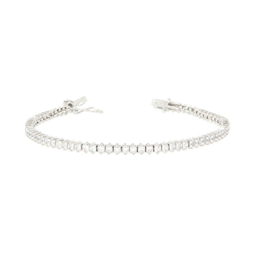 Bracciale Tennis con cristalli bianchi 19 cm in argento-2b Gioielli