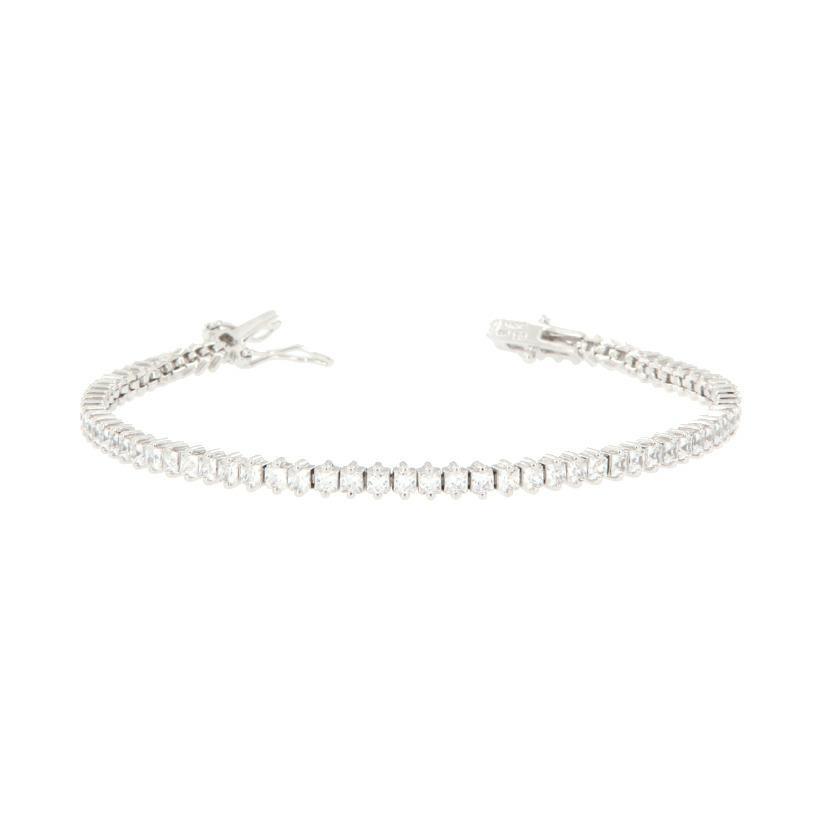 Bracciale Tennis con cristalli bianchi 20 cm in argento-2b Gioielli