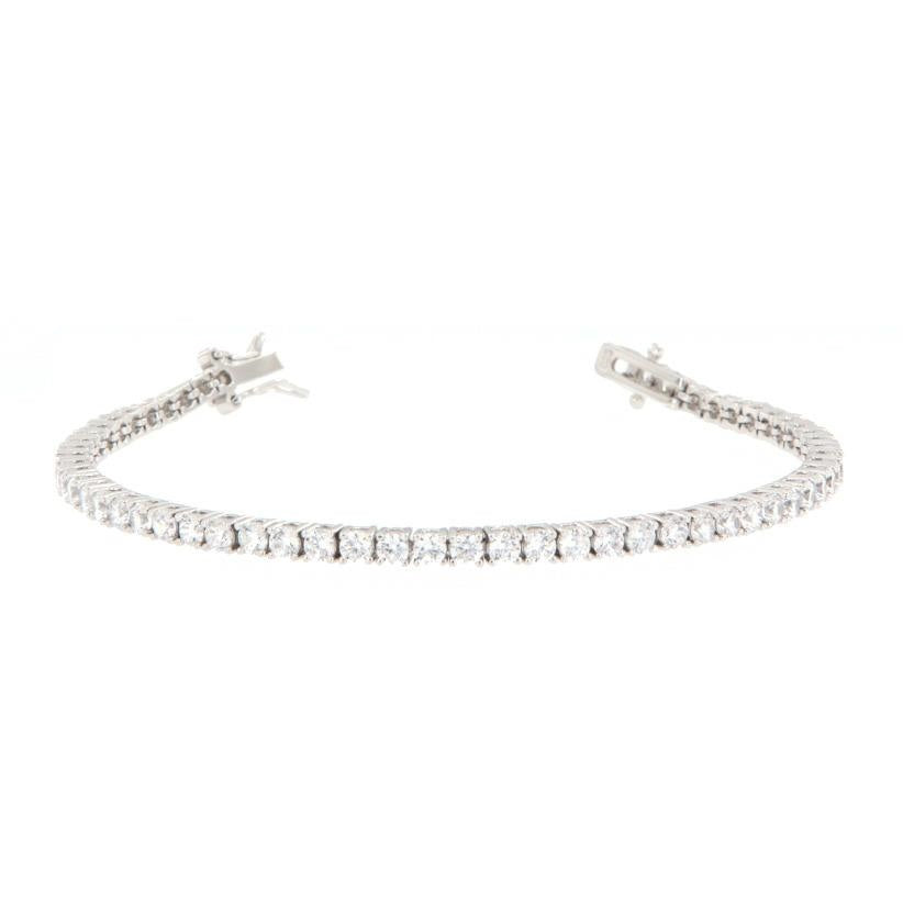 Bracciale Tennis con cristalli bianchi 20 cm in argento-2b Gioielli