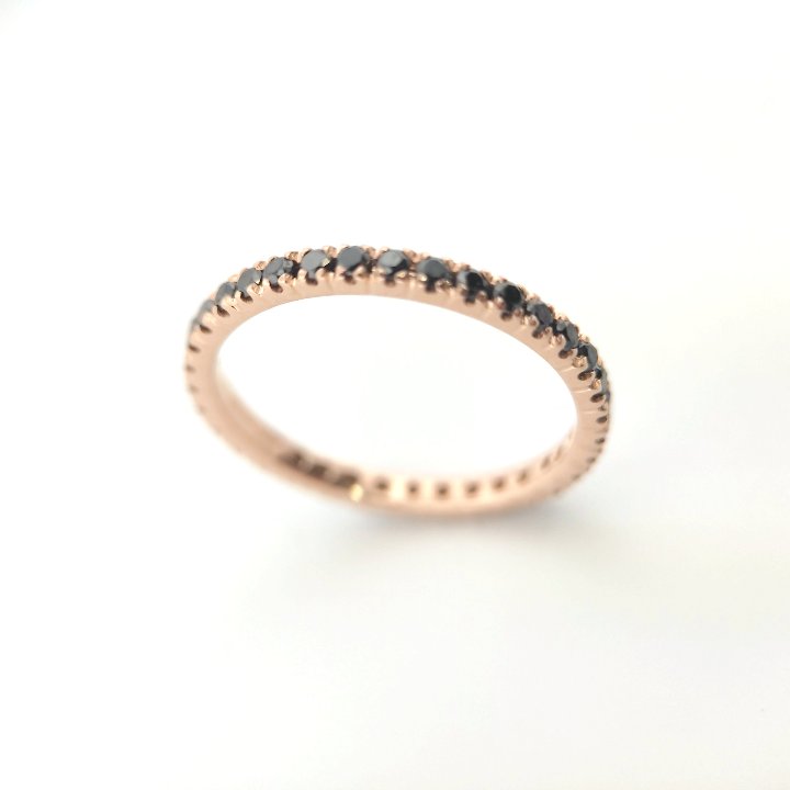 Anello veretta Eternity oro rosa 18kt Diamanti neri 0,48 Ct misura 11-2b Gioielli