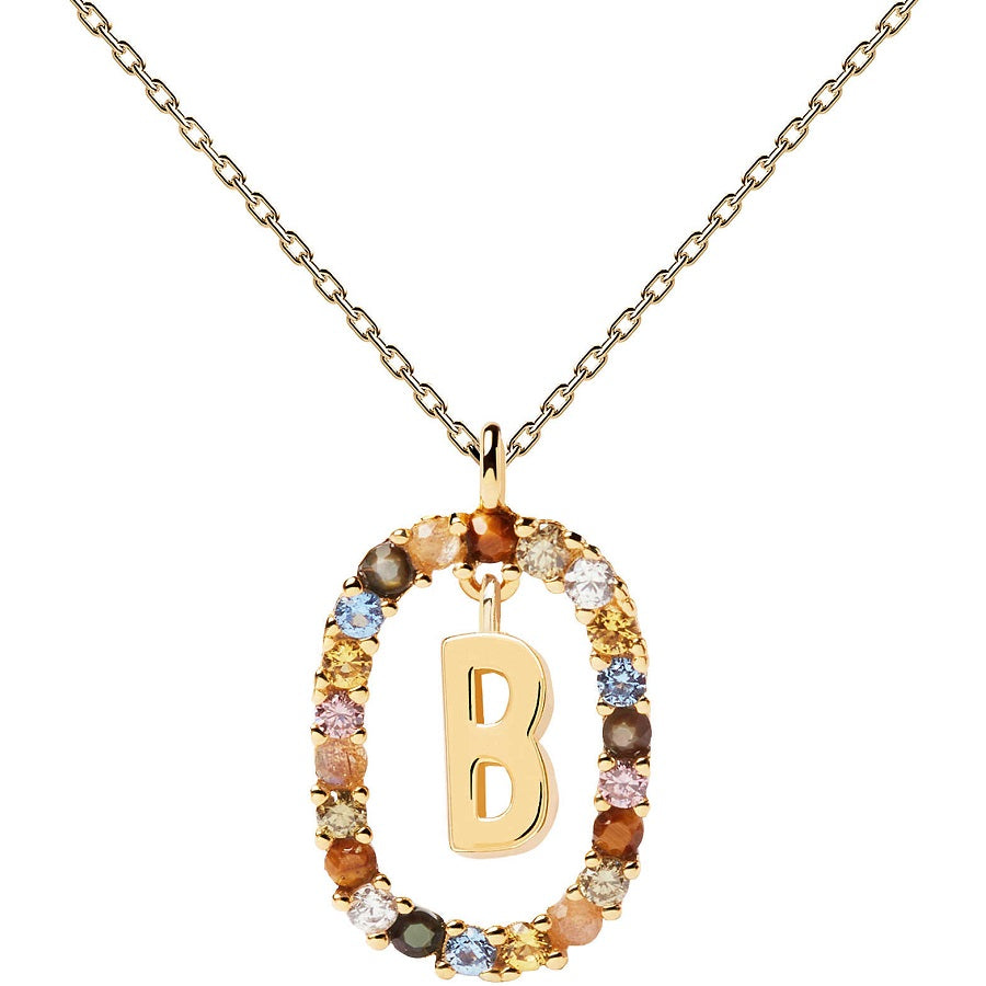 Collana PdPaola CO01-261-U Lettera B in argento 925 placcato oro 18 Kt-2b Gioielli