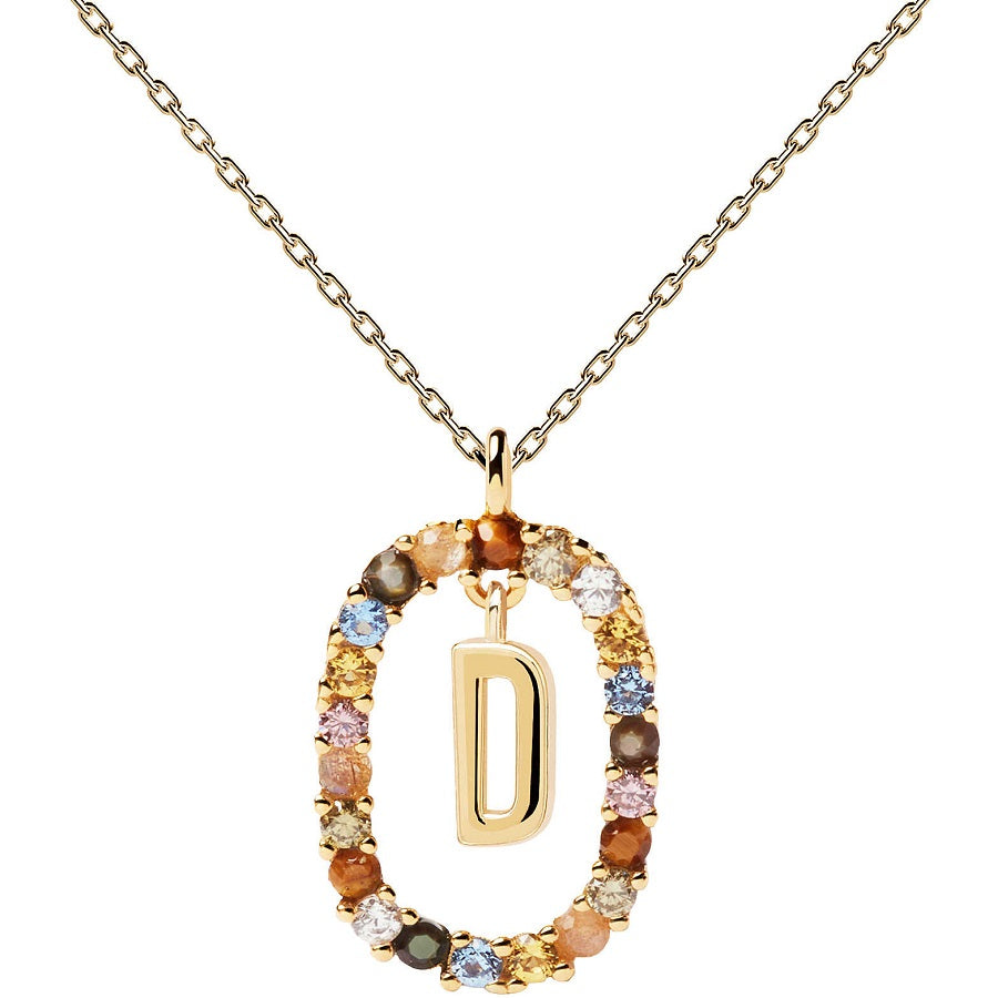 Collana PdPaola CO01-263-U Lettera D in argento 925 placcato oro 18 Kt-2b Gioielli