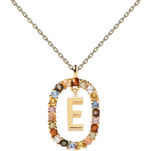 Collana PdPaola CO01-264-U Lettera E in argento 925 placcato oro 18 Kt-2b Gioielli