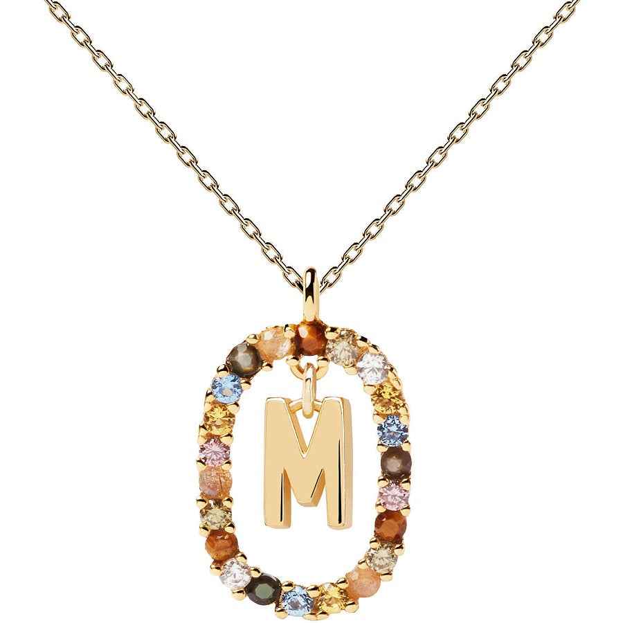 Collana PdPaola CO01-272-U Lettera M in argento 925 placcato oro 18 Kt-2b Gioielli