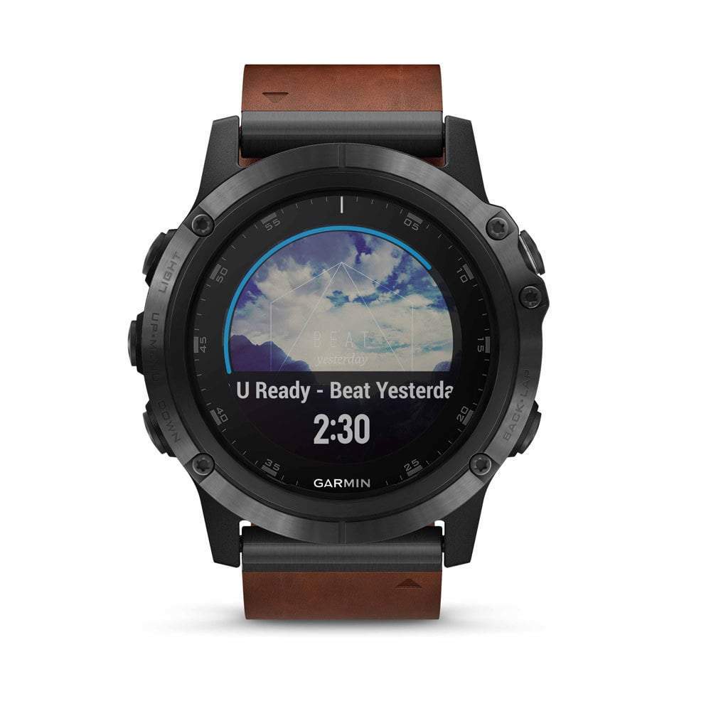 Orologio Garmin Fenix 5X Plus Gray Sapphire 51mm pelle marrone 010-01989-03-2b Gioielli